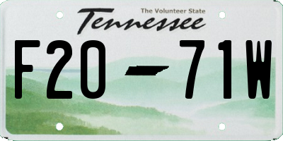 TN license plate F2071W