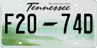 TN license plate F2074D