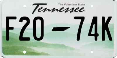 TN license plate F2074K