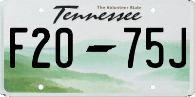 TN license plate F2075J