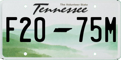 TN license plate F2075M