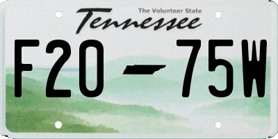 TN license plate F2075W