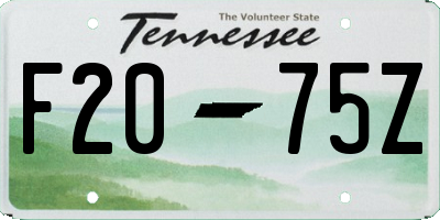TN license plate F2075Z
