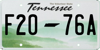 TN license plate F2076A