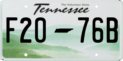TN license plate F2076B