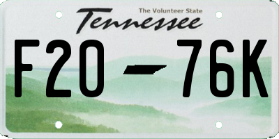 TN license plate F2076K