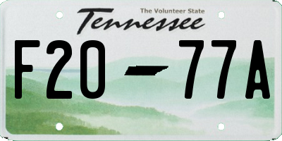 TN license plate F2077A