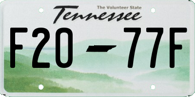 TN license plate F2077F