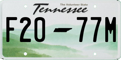 TN license plate F2077M