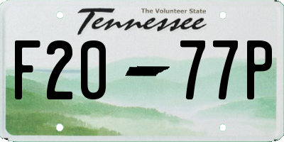TN license plate F2077P