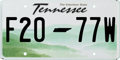 TN license plate F2077W