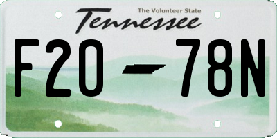 TN license plate F2078N