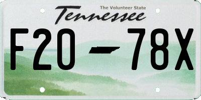 TN license plate F2078X