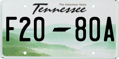 TN license plate F2080A