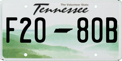 TN license plate F2080B