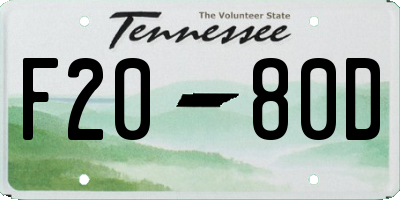 TN license plate F2080D