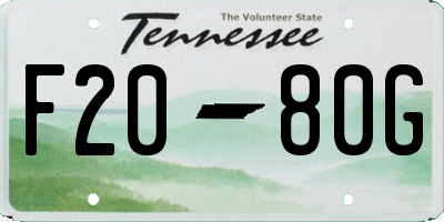 TN license plate F2080G