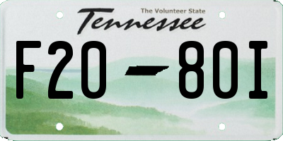 TN license plate F2080I