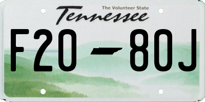 TN license plate F2080J
