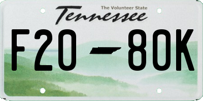 TN license plate F2080K