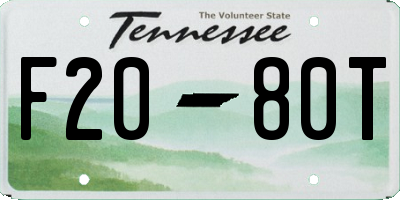 TN license plate F2080T