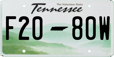TN license plate F2080W
