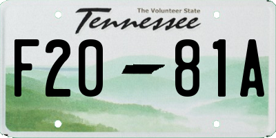 TN license plate F2081A