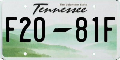 TN license plate F2081F
