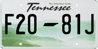 TN license plate F2081J