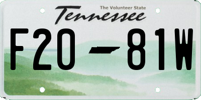 TN license plate F2081W