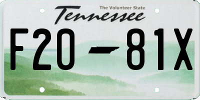 TN license plate F2081X