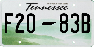 TN license plate F2083B