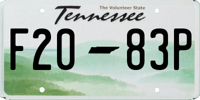 TN license plate F2083P
