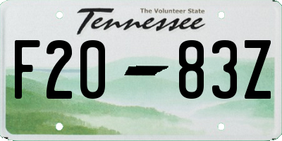 TN license plate F2083Z