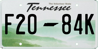 TN license plate F2084K