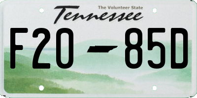 TN license plate F2085D