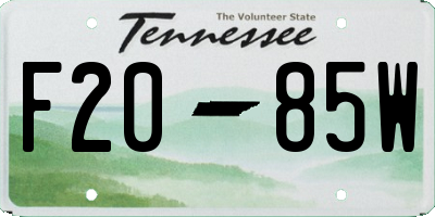 TN license plate F2085W