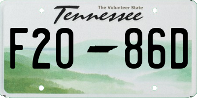 TN license plate F2086D