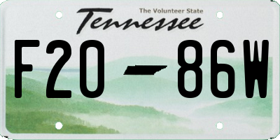 TN license plate F2086W