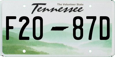 TN license plate F2087D
