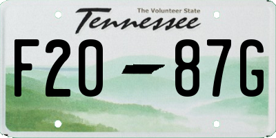 TN license plate F2087G