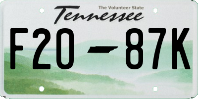 TN license plate F2087K
