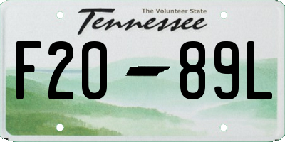 TN license plate F2089L