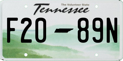 TN license plate F2089N