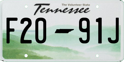 TN license plate F2091J