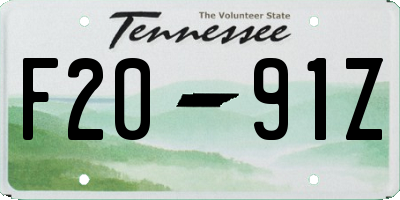 TN license plate F2091Z