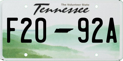 TN license plate F2092A