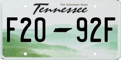 TN license plate F2092F