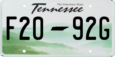 TN license plate F2092G
