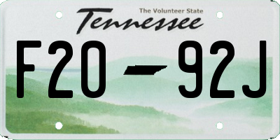 TN license plate F2092J